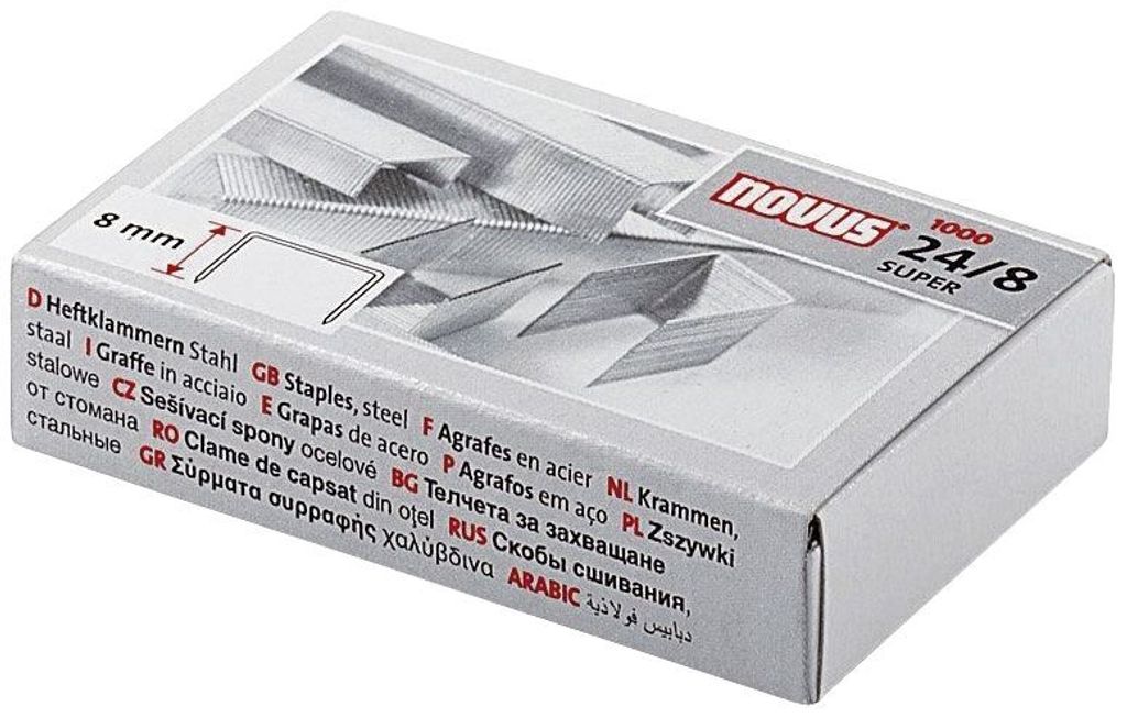 Novus 24/8 SUPER, Klammerpack, 8 mm, 1000 Heftklammern, Produktbild 