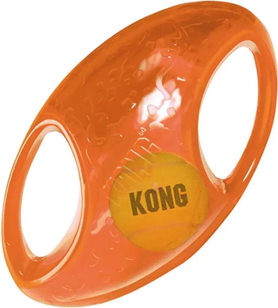 Jouet KONG Jumbler Rugby L/XL en Caoutchouc Résistant avec Balle Interne