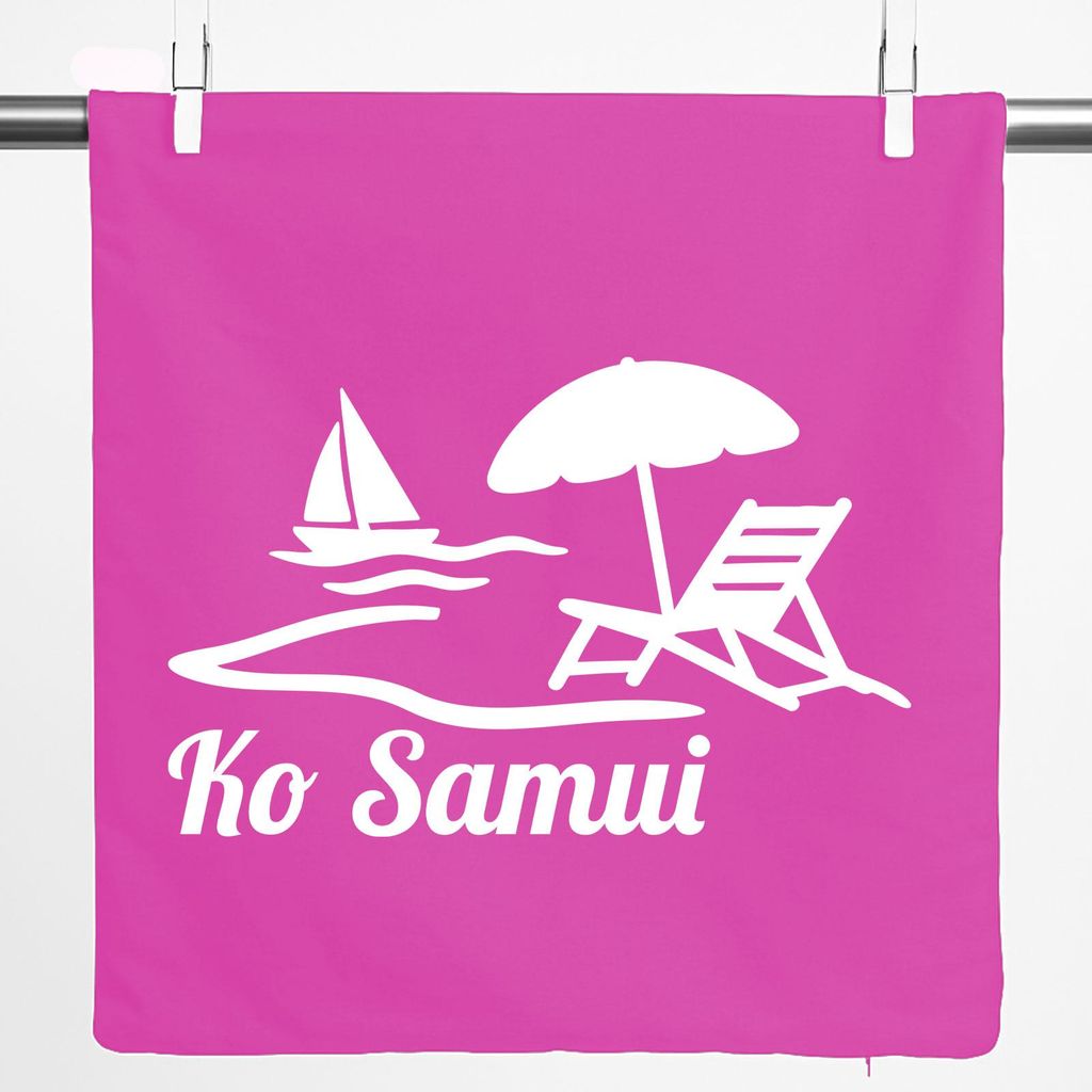 Huuraa Kissenbezug Ko Samui Inselmotiv Thailand 40x40cm Fuchsia Baumwolle Dekokissenbezug Geschenkidee