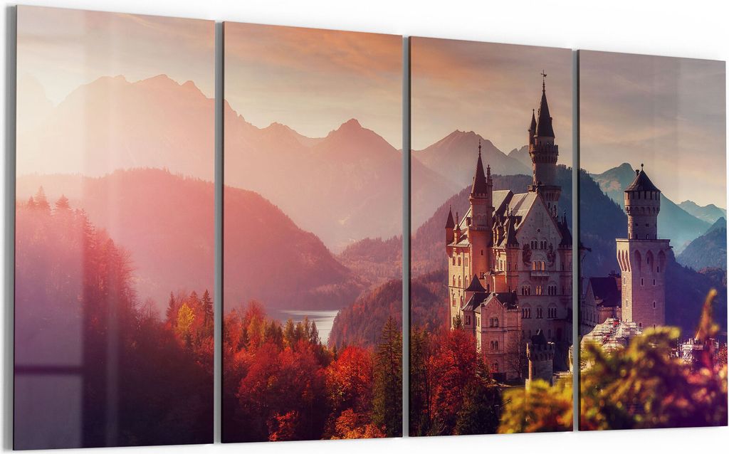 DEQORI Glasbild Echtglas 4x30x60 cm 'Majestätisches Schloss' Wandbilder XXL groß