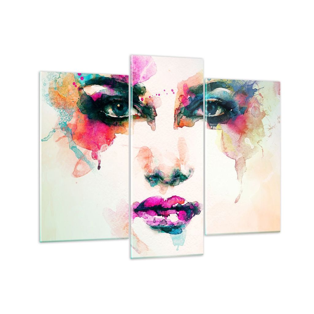 Bilder auf glas - Frau Gesicht Kosmetik - 130x100cm - Glasbilder - Wandbilder - Kunstdruck - zum Aufhängen bereit - Wanddekoration aus Glas - Glas...