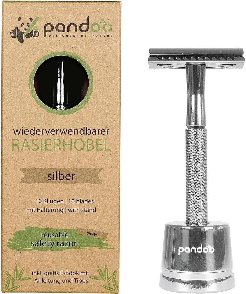 Rasoir Zéro Déchet Pandoo Sil 108322 en Métal pour Peau Sensible 10cm