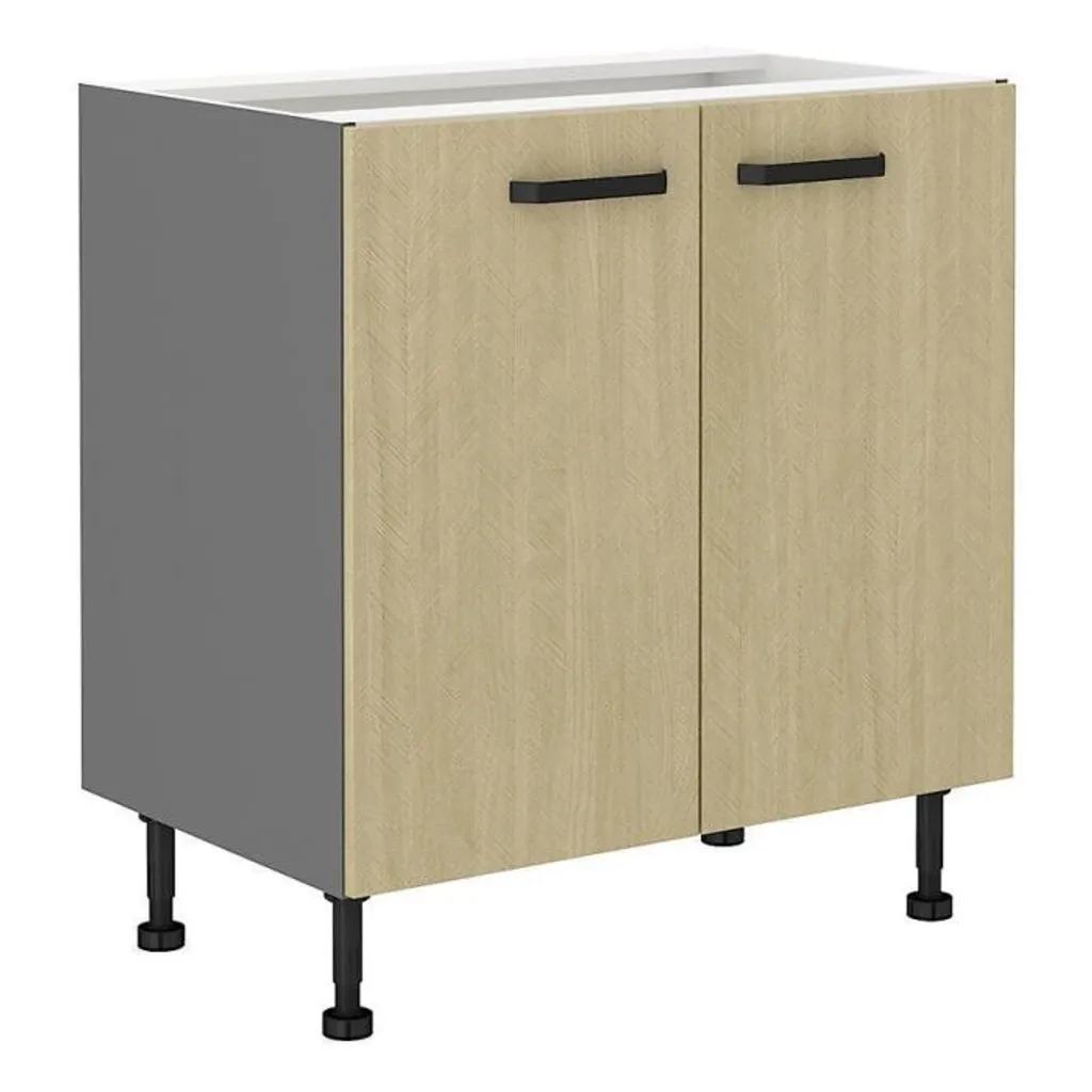 Rangement bas MYRIAM anthracite 80 cm pour bureau ou cuisine moderne