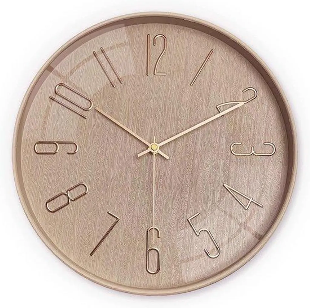 Horloge murale moderne beige 30 cm à piles pour un bureau design épuré