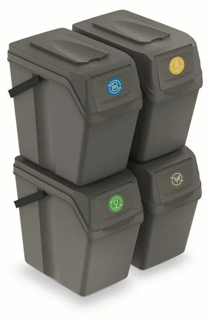 Set de Tri Sélectif 4x25L Sortibox II Anthracite Stone - Design Modulable - 10