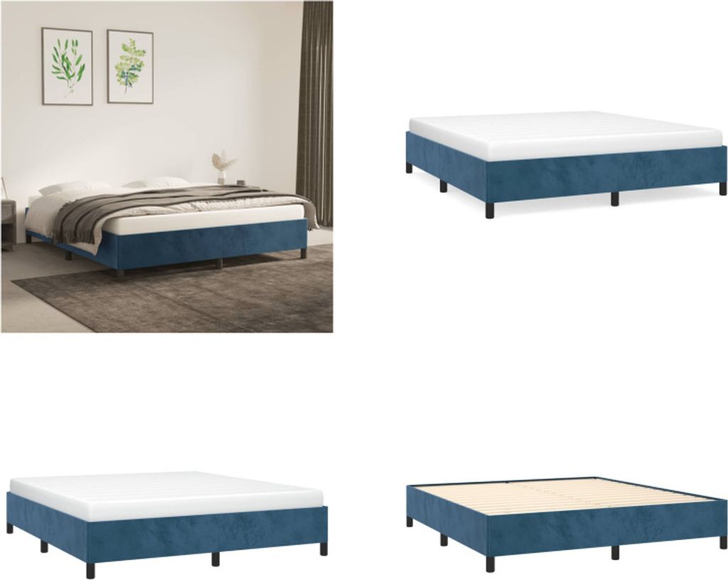 vidaXL Bettgestell Dunkelblau 180x200 cm Samt - Bettgestell - Bettgestelle - Bettrahmen - Bett