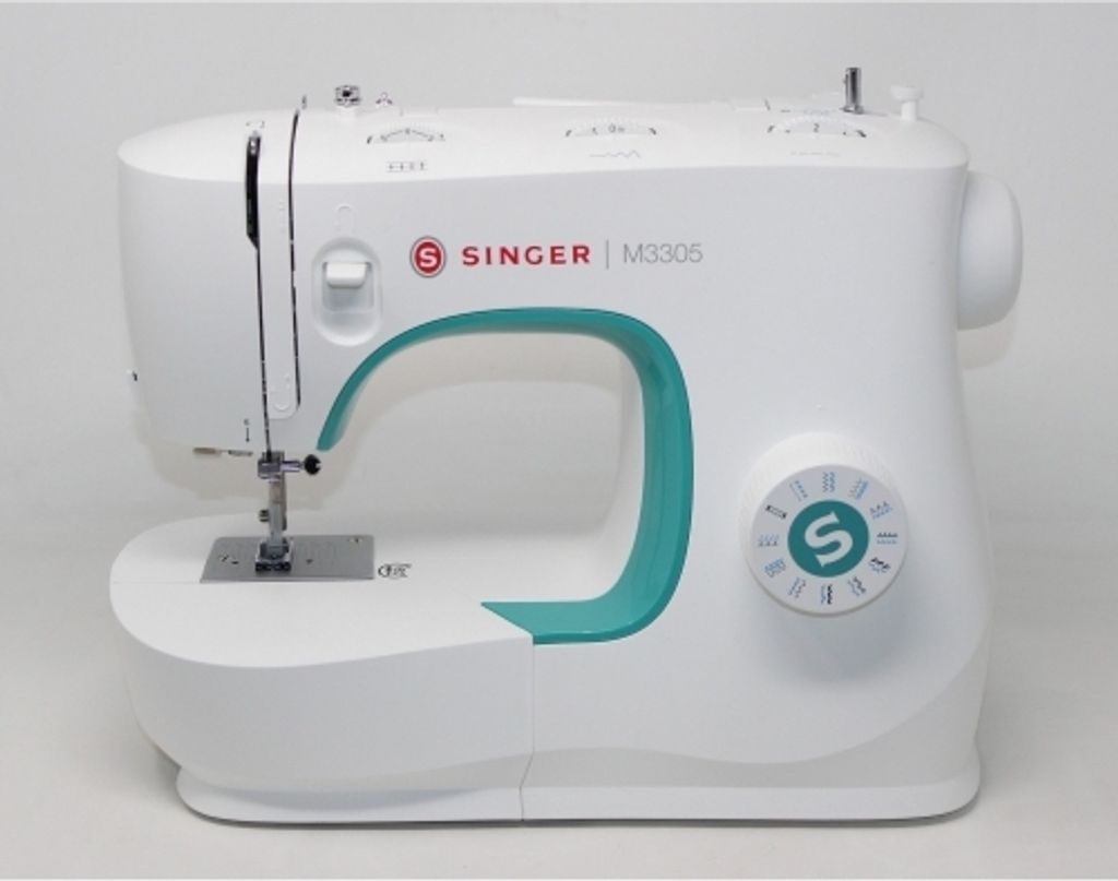 Singer M 3305 Nähmaschine 23 Stiche 1-stufiges Knopfloch mechanisch weiß/grün