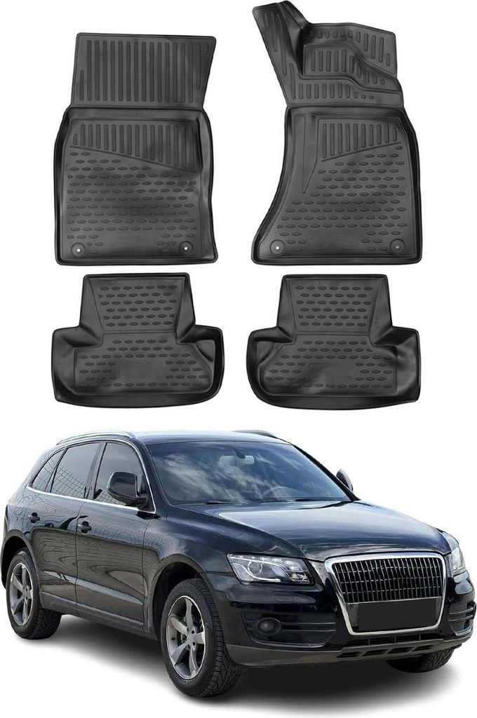 OMAC Gummimatten Fußmatten für Audi Q5 2008-2017 RHD TPE Automatten Schwarz 4x