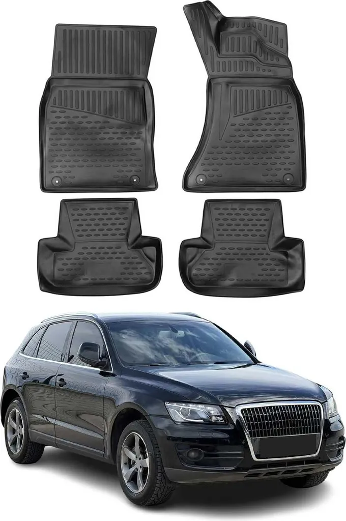 Tappetini Audi Q5 8RB 2008-2017 Sicuri Inodore TPE Nero - Kit 4 Pezzi