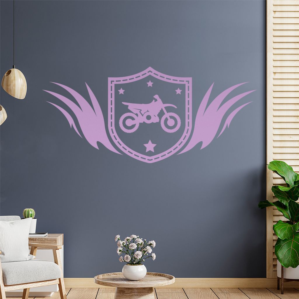 Motocross Wappen Wandtattoo Wandaufkleber Wall Sticker - Dekoration, Küche, Wohnzimmer, Schlafzimmer, Badezimmer