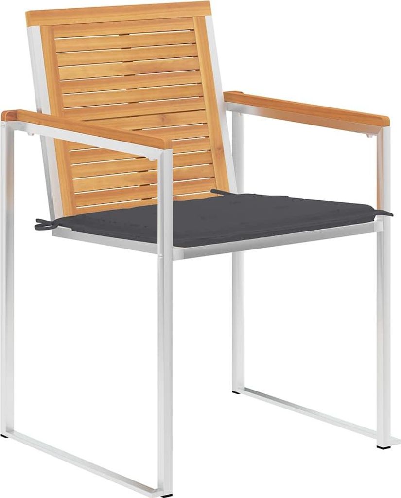 vidaXL 8 Stk. Gartenstühle mit Kissen Massivholz Teak