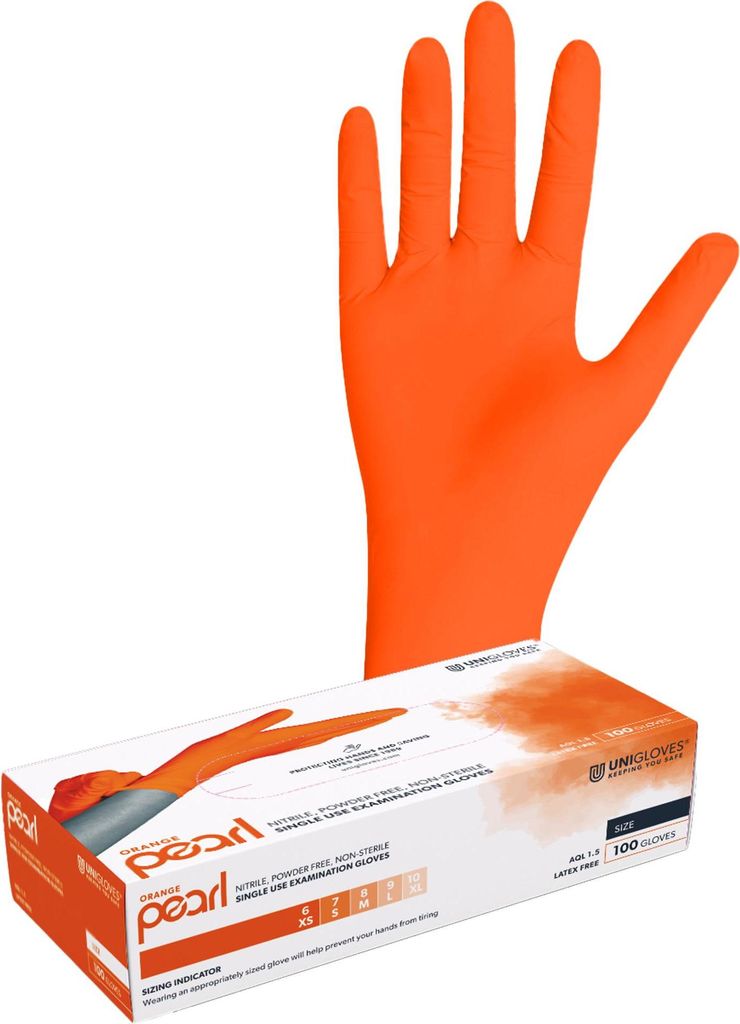Unigloves ORANGE PEARL Nitrilhandschuhe 8-9 Large 100 Stück/Box