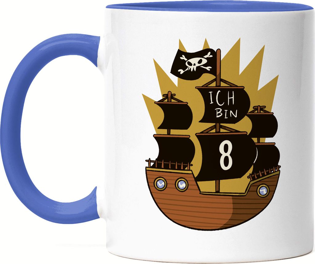 Geburtstag 8 Jahre Tasse Blau 8 Jahre 8. Geburtstag Piraten Pirat Motto