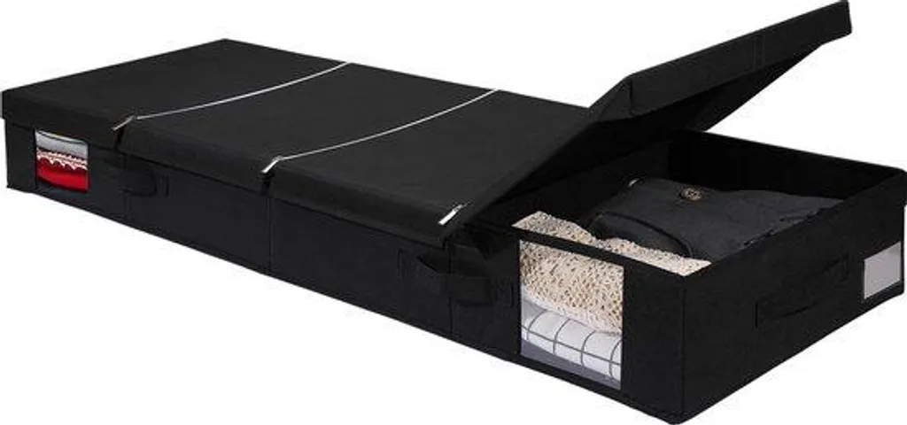 Boîte de rangement sous le lit compartimentée pour linge et couette