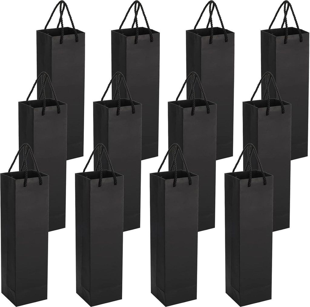 Wein Geschenktüten 12er Pack Schwarz für Weihnachten, Produktbild 