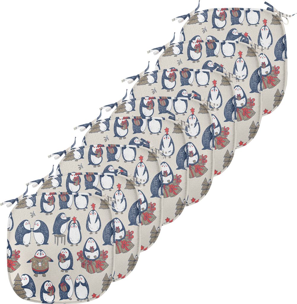 ABAKUHAUS Weihnachten Polster für Esszimmerstühle, Grunge Penguins Boxes, Dekoratives wasserfestes Kissen mit Riemen für Küchensitze, 40 cm x 4...