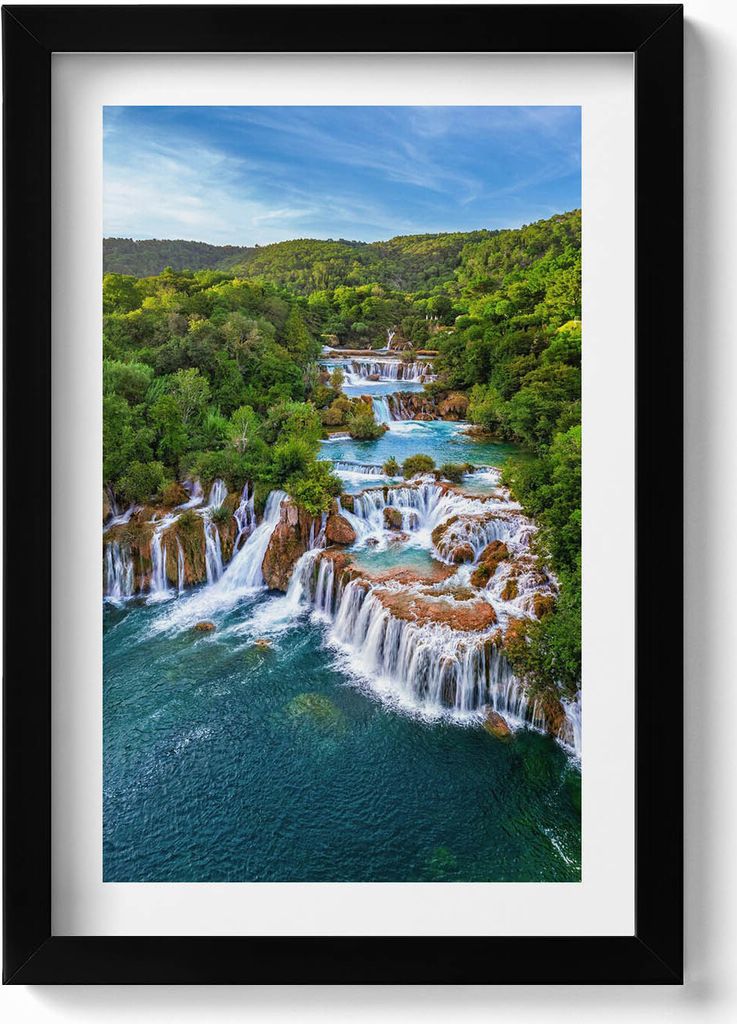 Wasserfälle und Fluss Krka Kroatien– Wandbild mit Rahmen – Gerahmtes Bild – Wanddekoration – 20x30 cm – Schwarz