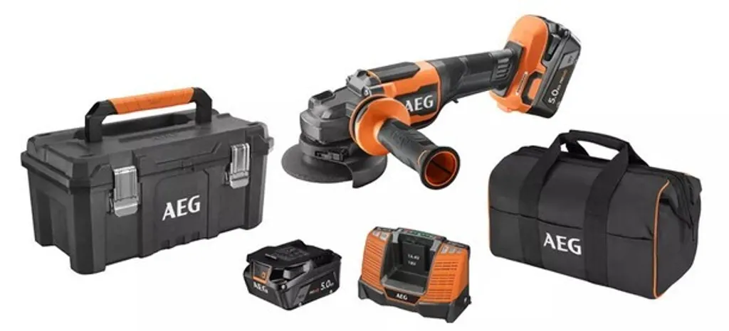 Meuleuse d'angle 18V AEG 115mm avec 2 batteries 5.0Ah et son coffret