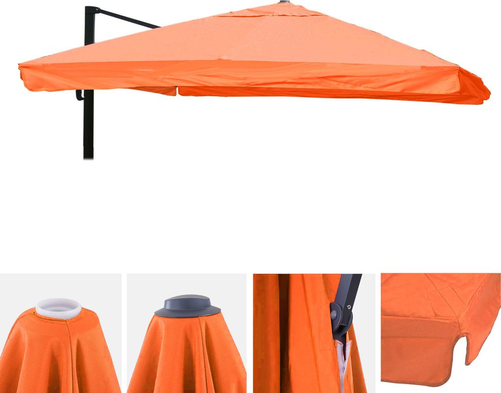 Ersatz-Bezug für Luxus-Ampelschirm MCW-A96 mit Flap, Sonnenschirmbezug Ersatzbezug, 3x4m (Ø5m) Polyester 4kg terracotta