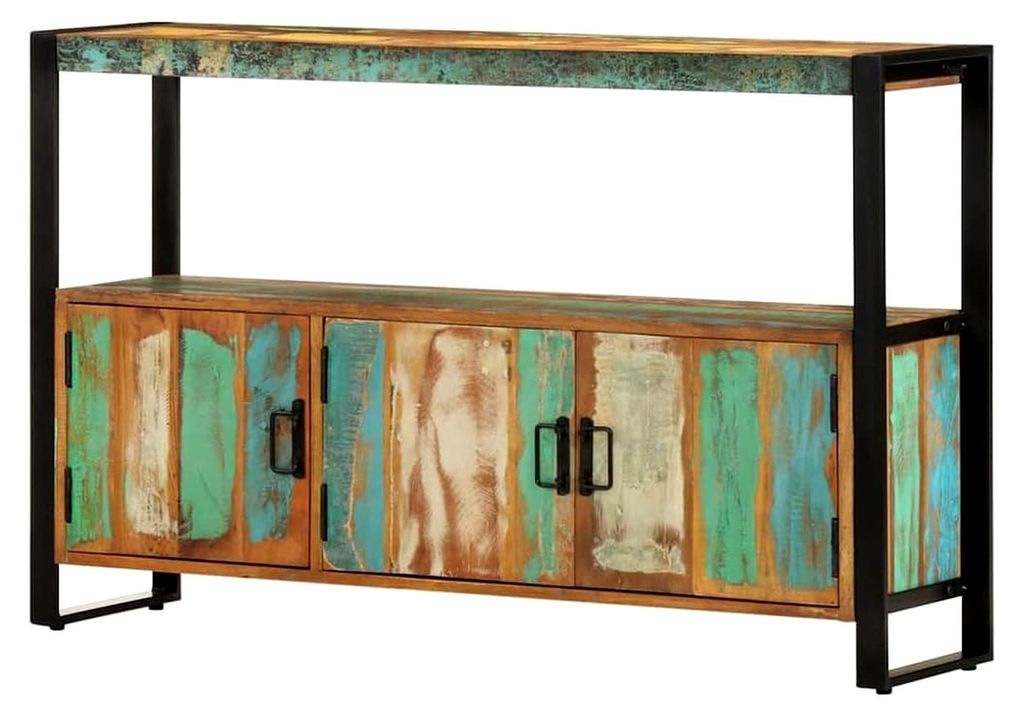 Sideboard mit 3 Türen und 1 Ablagefläche aus recyceltem Massivholz, 120x30x75cm