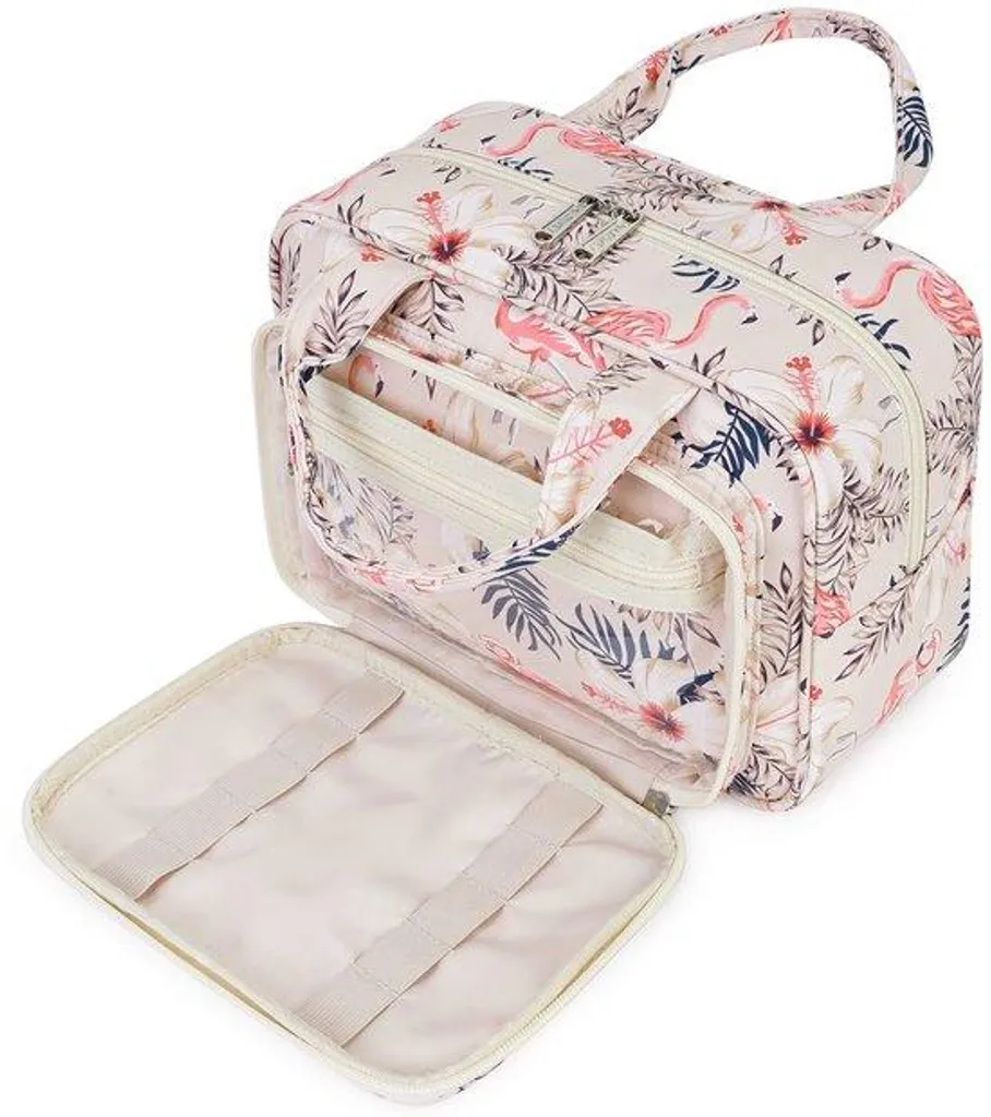 Vanity case souple beige grande taille - Organisateur maquillage femme