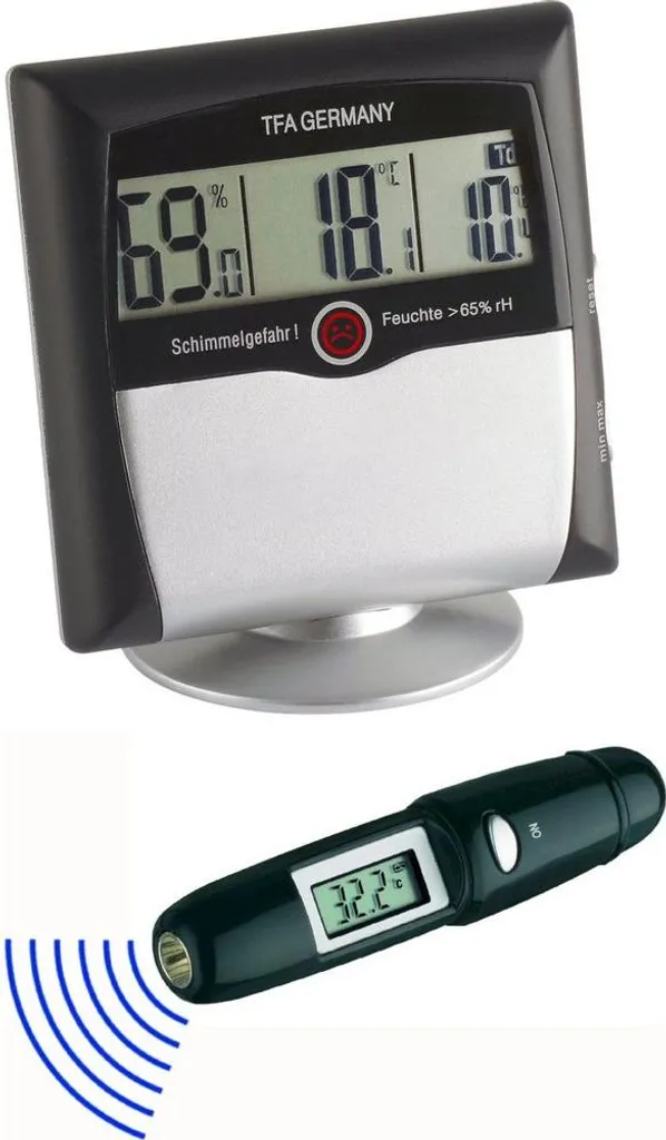 Moniteur d'Humidité TFA KLIMA CONTROL SET pour une Maison Saine Noir