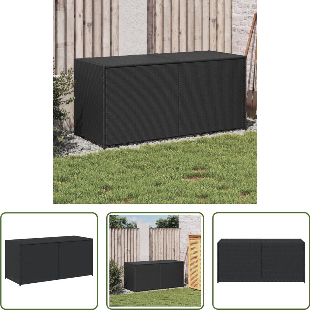 The Living Store Gartentruhe Schwarz 283L Poly Rattan