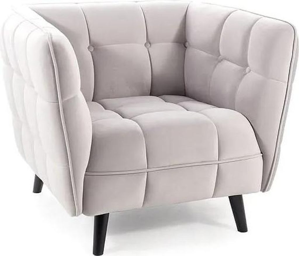 Gesteppter Sessel SCARLET – Hellgrau