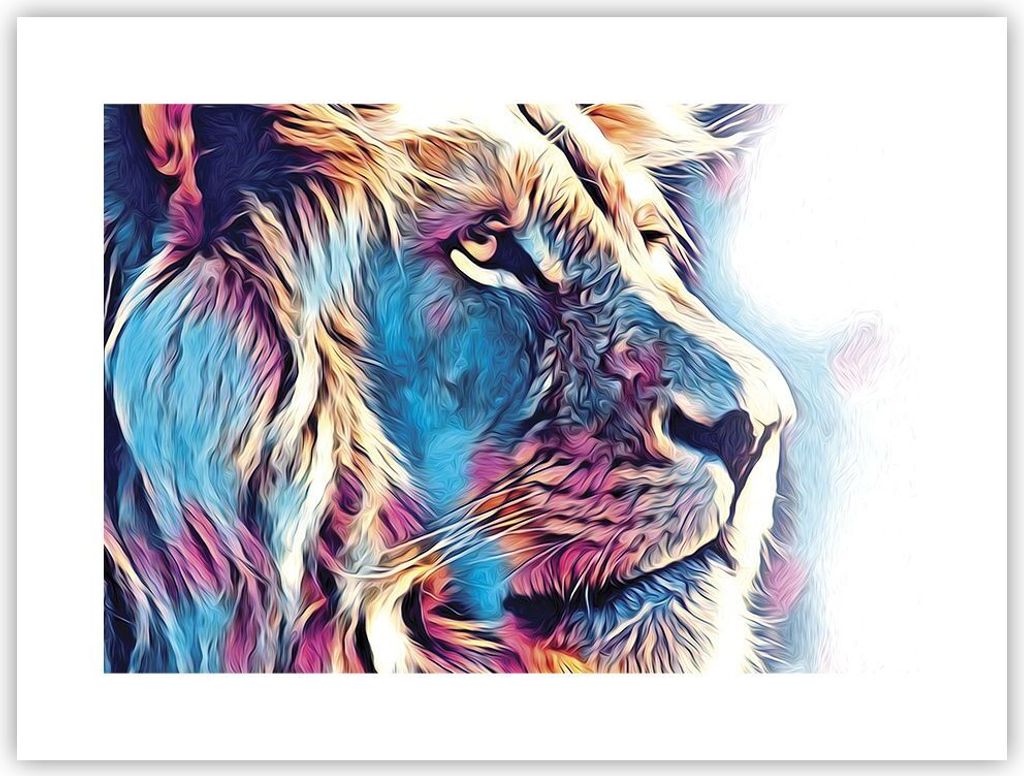 Poster - Poster ohne Rahmen - Löwe Mähne Märchen - 40x30 cm - Wand Bild - Wanddeko - Wandbilder - Kunstposter - Wandposter - Bilder - Kunstdruck...