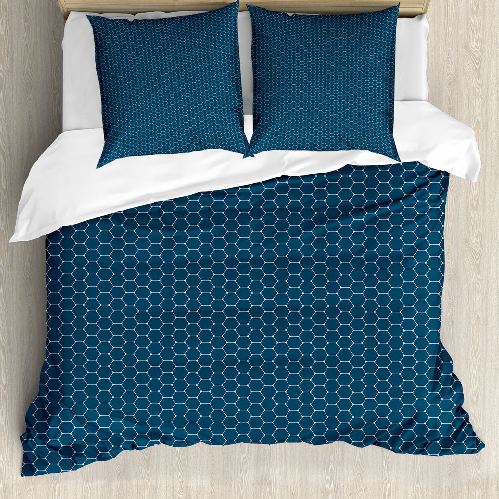 ABAKUHAUS Geometrisch Bettbezug Set für Einzelbetten, Hexagons mit Dot Edges, Milbensicher Allergiker geeignet mit Kissenbezug, 155 cm x 220 cm - ...