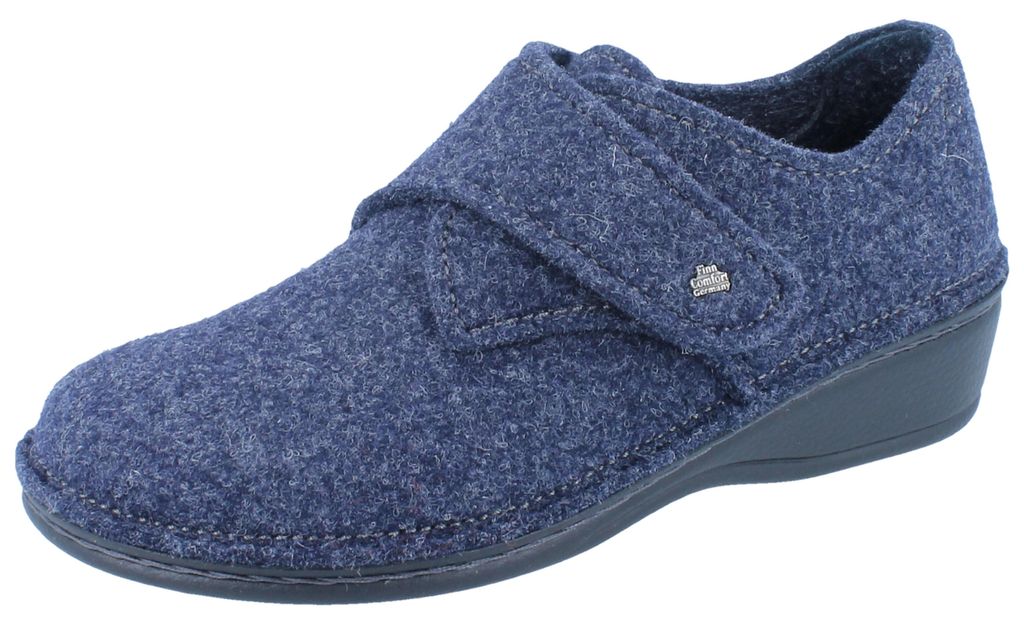 FINN COMFORT Adelboden Damen Hausschuhe dunkelblau Wollfilz Produktbild 