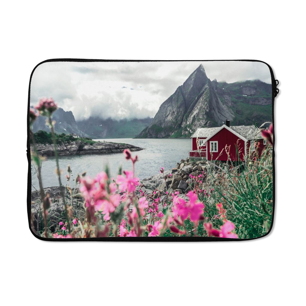 MuchoWow Laptop Hülle 14 ZollRotes Haus in den Bergen Laptoptasche - Laptoptasche - Stoßsicher - Schutzhaube