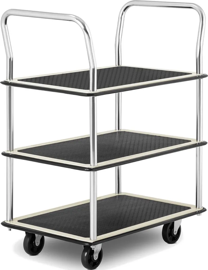 Carrello di Servizio MSW 150 kg - 3 Ripiani per Ristorazione e Hotel