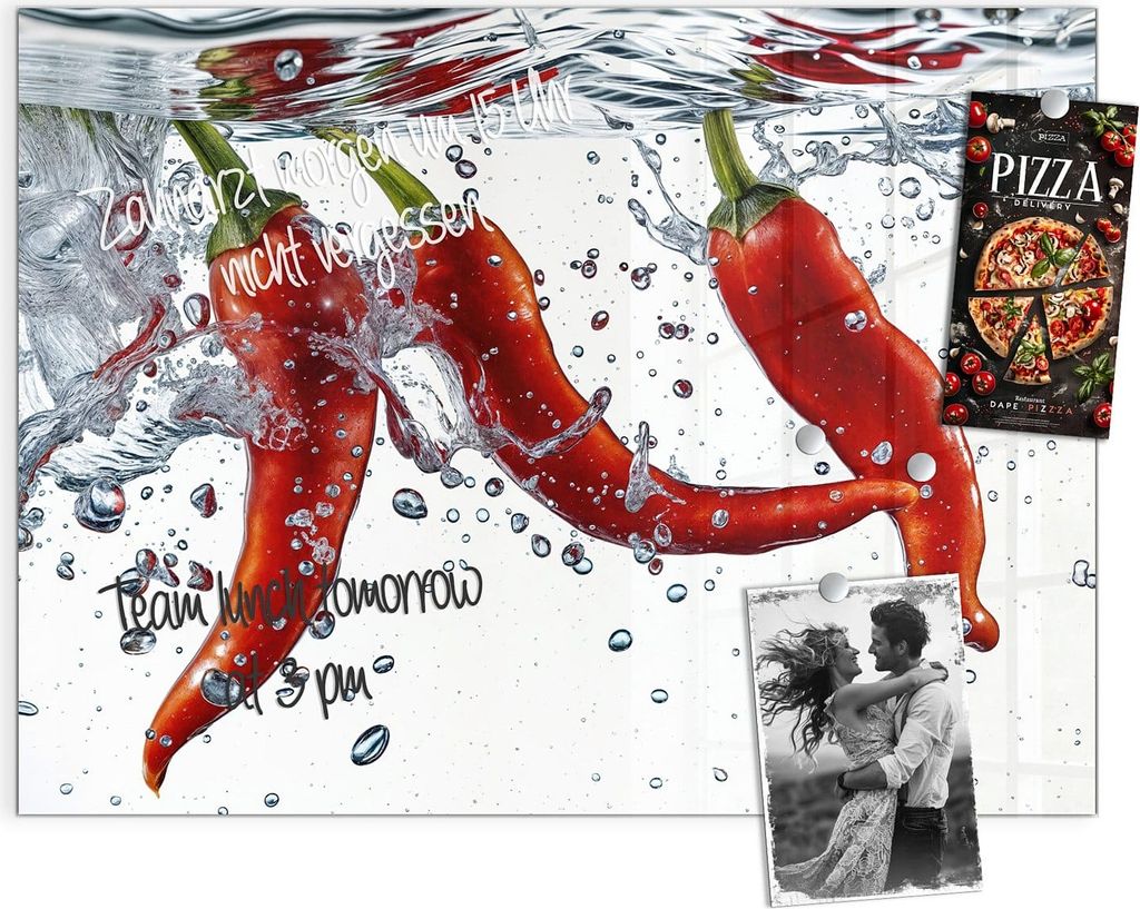 Magnettafel 120x90cm Pinnwand Whiteboard beschreibbar - Chilis im Wasser