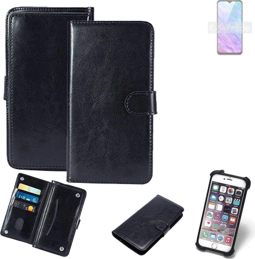K-S-Trade 360° Hülle kompatibel mit ZTE Blade 20 Smart schwarz Kunstleder Case BookCase WalletCase Kunstlederederhülle Handyhülle, Rundumschutz