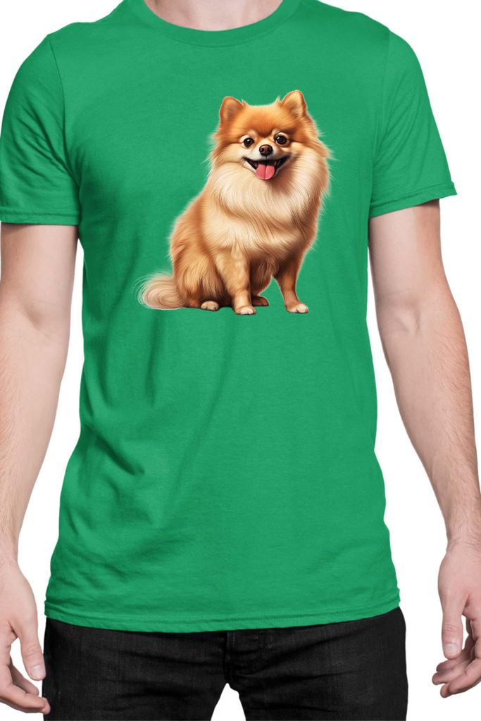 Herren T-Shirt Dogs Breeds Pomeranian Dog Breed 006, Man 3XL / Grün
