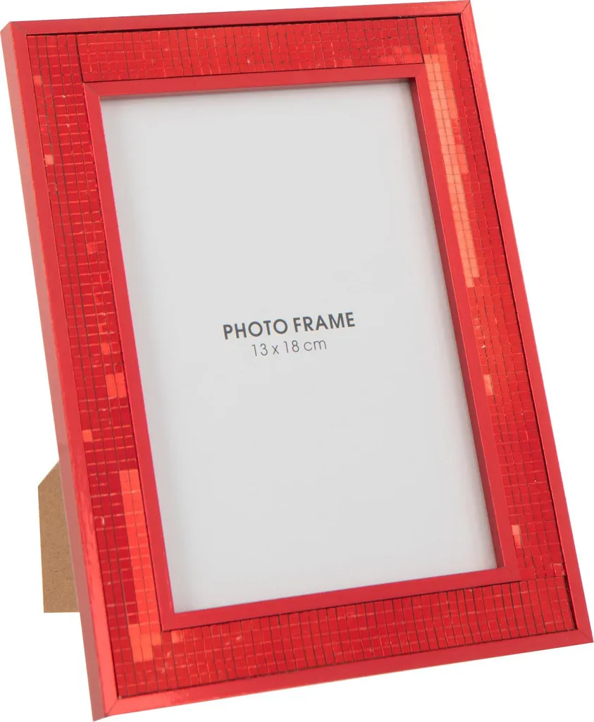 Cadre photo en verre rouge miroir 13x18 cm J-Line avec bordure large