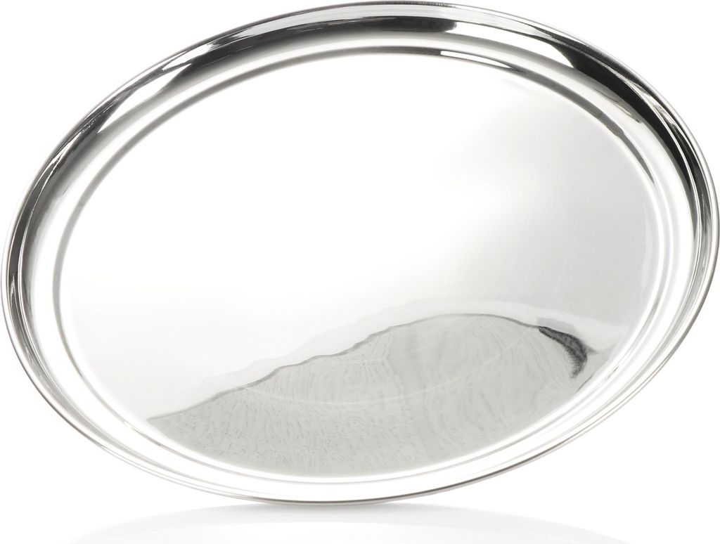 com-four Servier-Tablett aus Edelstahl - rundes Tablett - Edelstahl-Gastrotablett