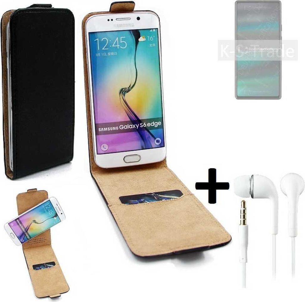 K-S-Trade Handyhülle + Kopfhörer kompatibel mit Google Pixel 6a 360° Flipstyle Schutzhülle Smartphone Tasche Case Flip cover schwarz 1x