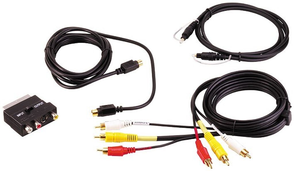 Vielseitiges Video-Kabelset DVD-Kit Cinch S-VHS Kabel Stecker Toslink Adapter