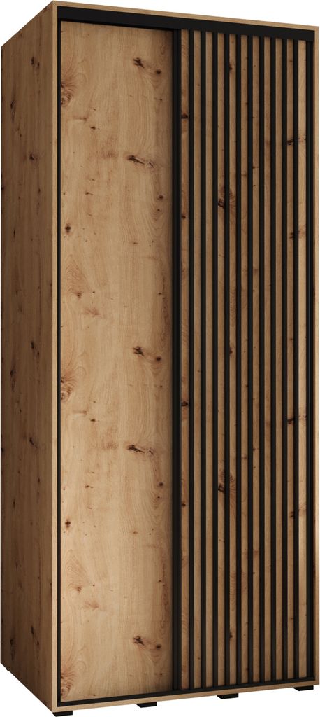 MEBLE KRYSPOL Sapporo 1 Schrank mit 2 Schiebetüren - 205,2x110x60 cm - Artisan Artisan Schwarz