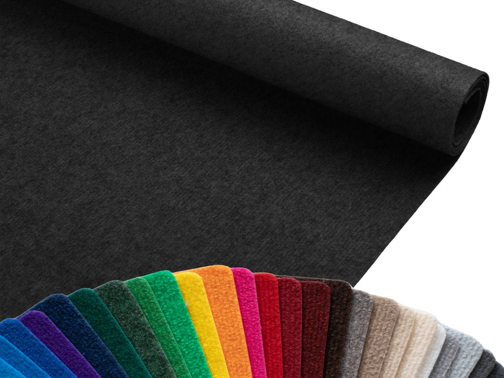 Primaflor Eventteppich Rips DUBLIN - Anthrazit - 1,00m x 2,50m - Meterware - Viele Farben - Schwer Entflammbarer Messeteppich, Rutschfester Hochzei...