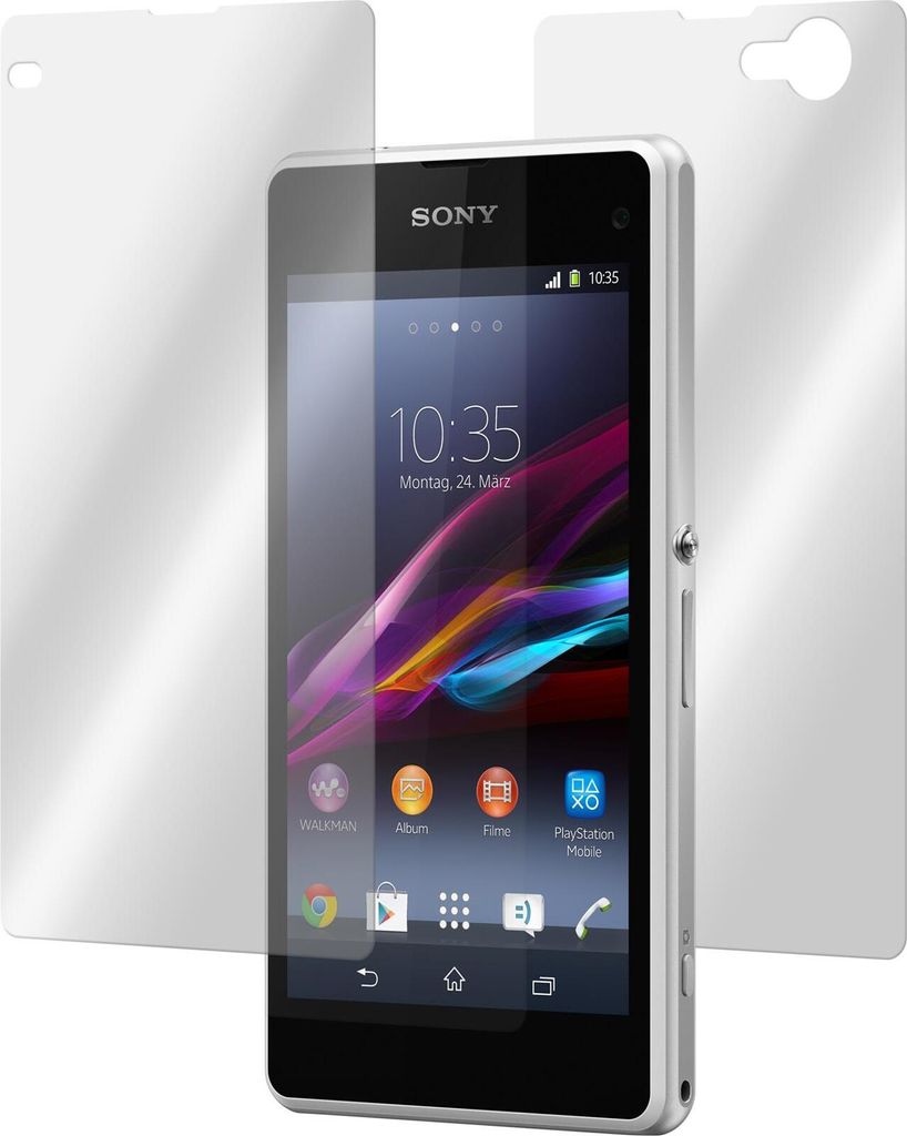 1er-Pack PhoneNatic Glas-Folie klar Fullbody kompatibel mit Sony Xperia Z1 Compact - Panzerglas für Xperia Z1 Compact