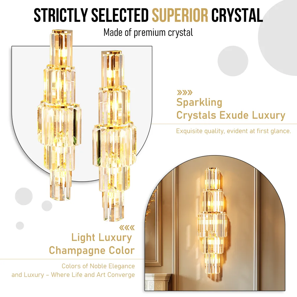 Applique Murale Cristal Variable 78cm - Luminaire LED Indirect Luxe E14