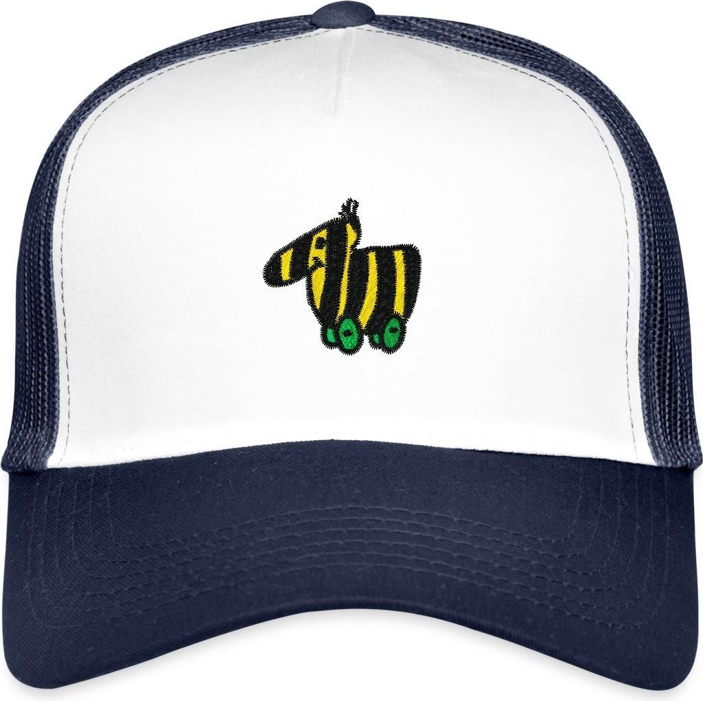 Spreadshirt Janosch Tigerente Stick Trucker Cap, One size, Weiß/Navy
