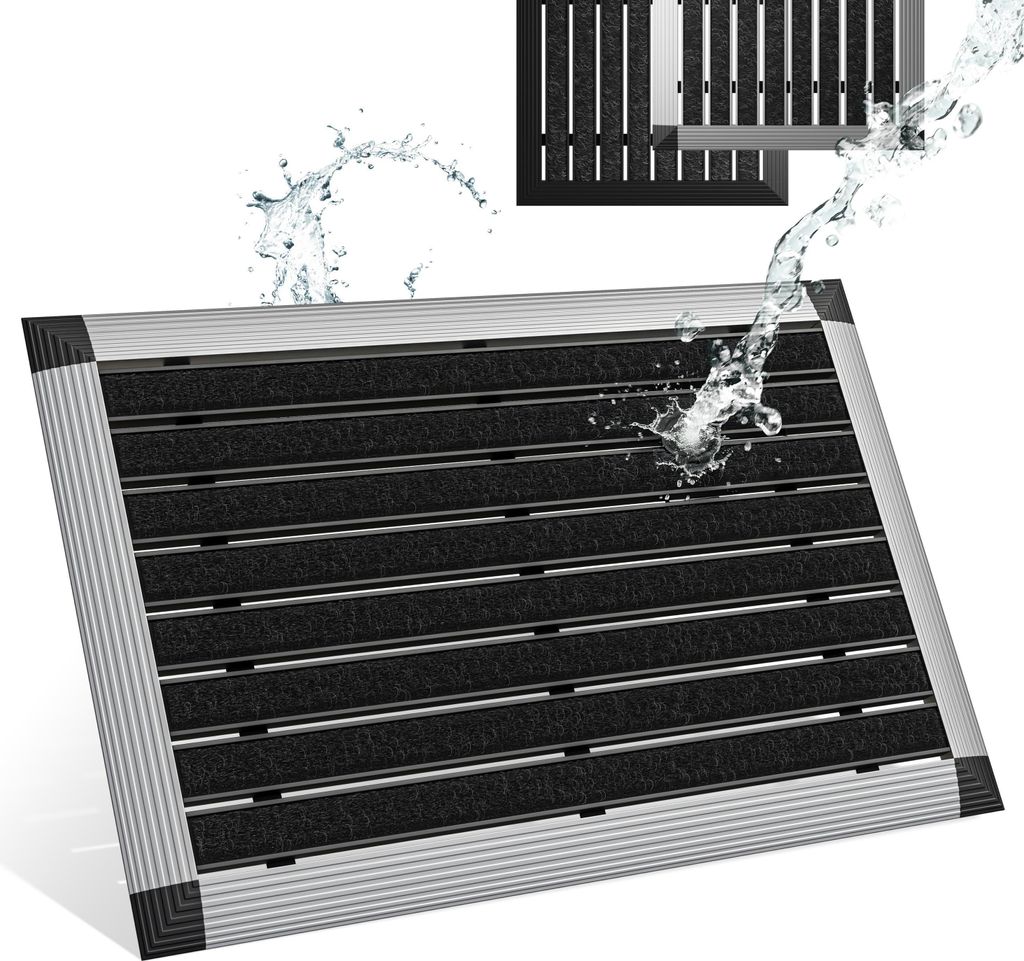Wycieraczka aluminiowa srebrna 40x60 cm na zewnątrz i do Zdjęcie produktu 