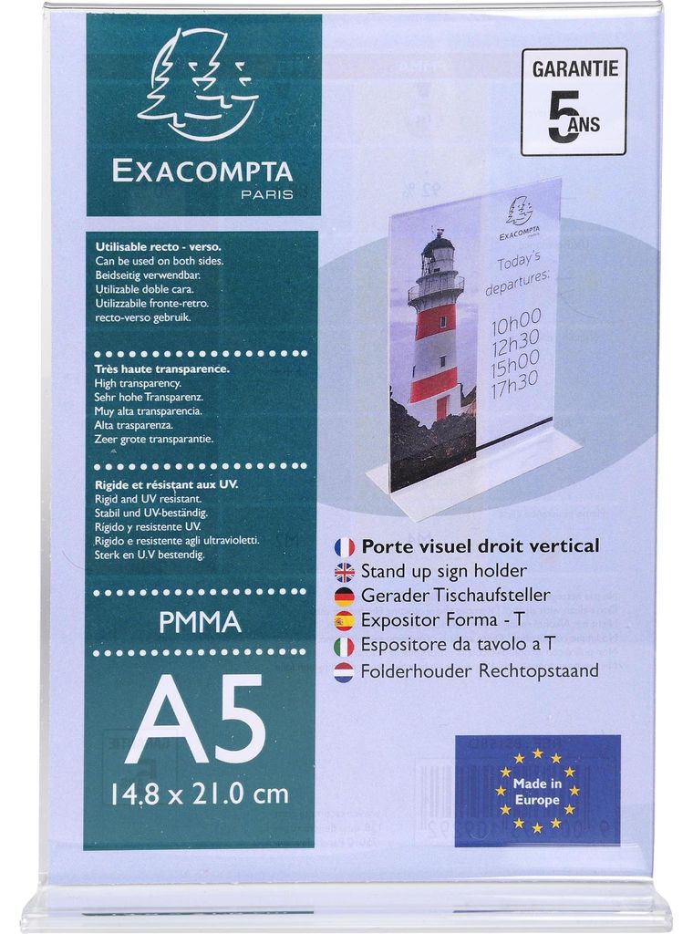 Exacompta 30x Porte-visuel droit vertical A5 Cristal 85158D Image du produit 