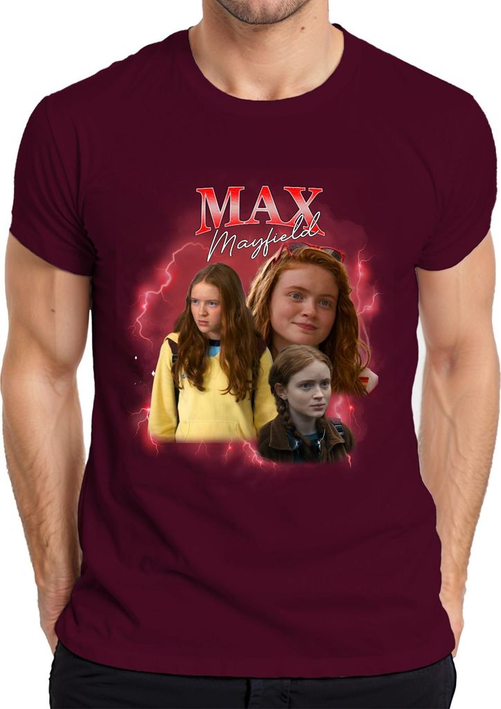 Max Mayfield Stranger Maxine Fan Geschenk Vintage Retro 90s Bootleg Herren T-Shirt, Burgundy, L