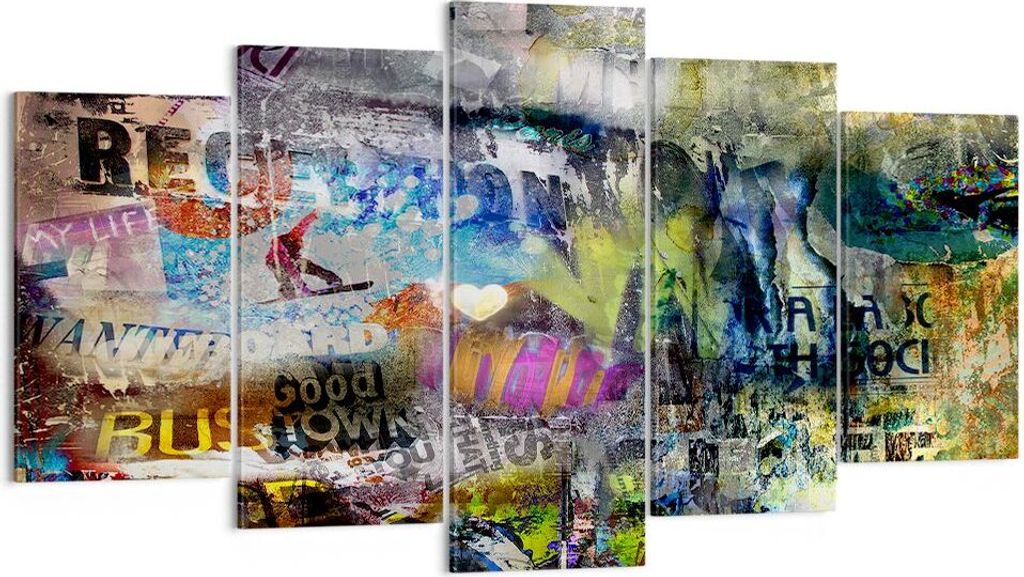Bild auf Leinwand - Leinwandbild - Graffiti modern - 160x85cm - Wand Bild - Wanddeko - Wandbilder - Leinwanddruck - Bilder - Kunstdruck - Wanddekor...