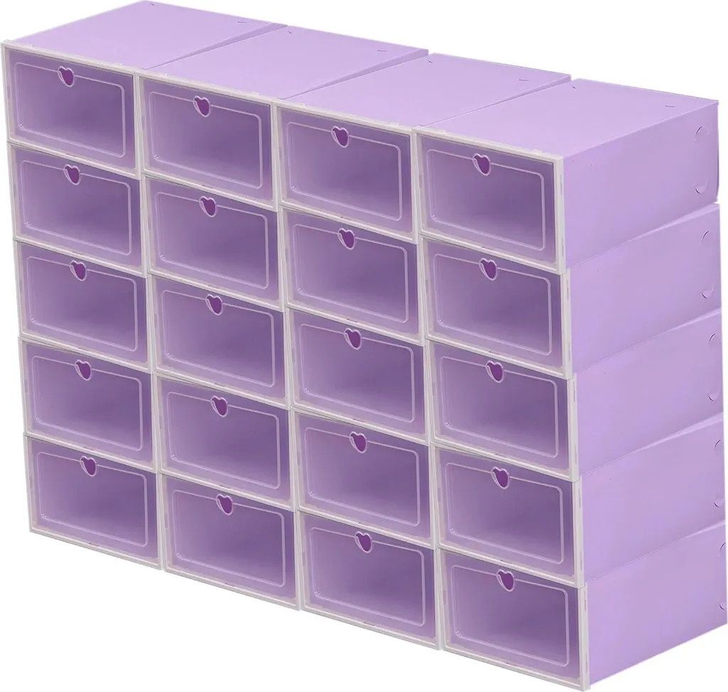 Fini le désordre : 20 boîtes à chaussures violettes empilables Style 7
